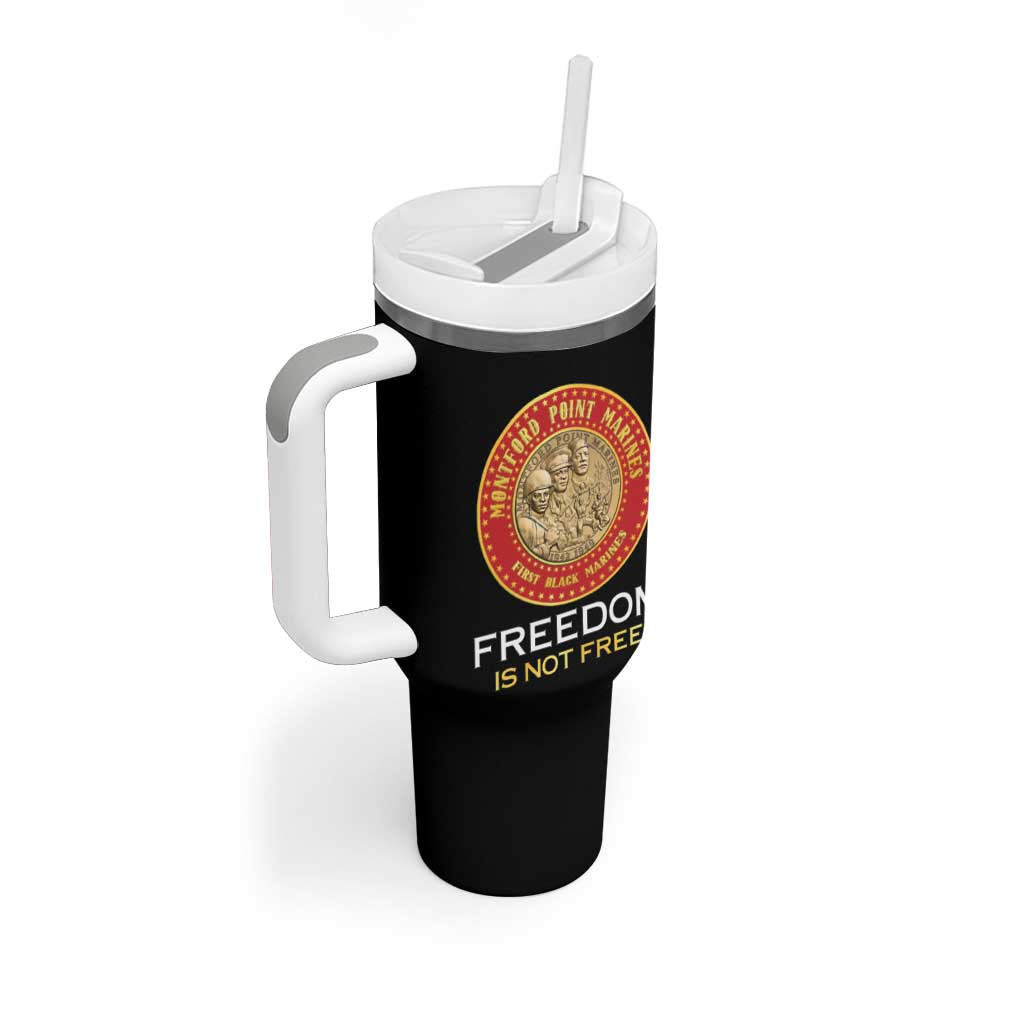 Personalized Honoring the First Black Marines Tumbler With Handle Montford Point Heroes - Black - African Pride