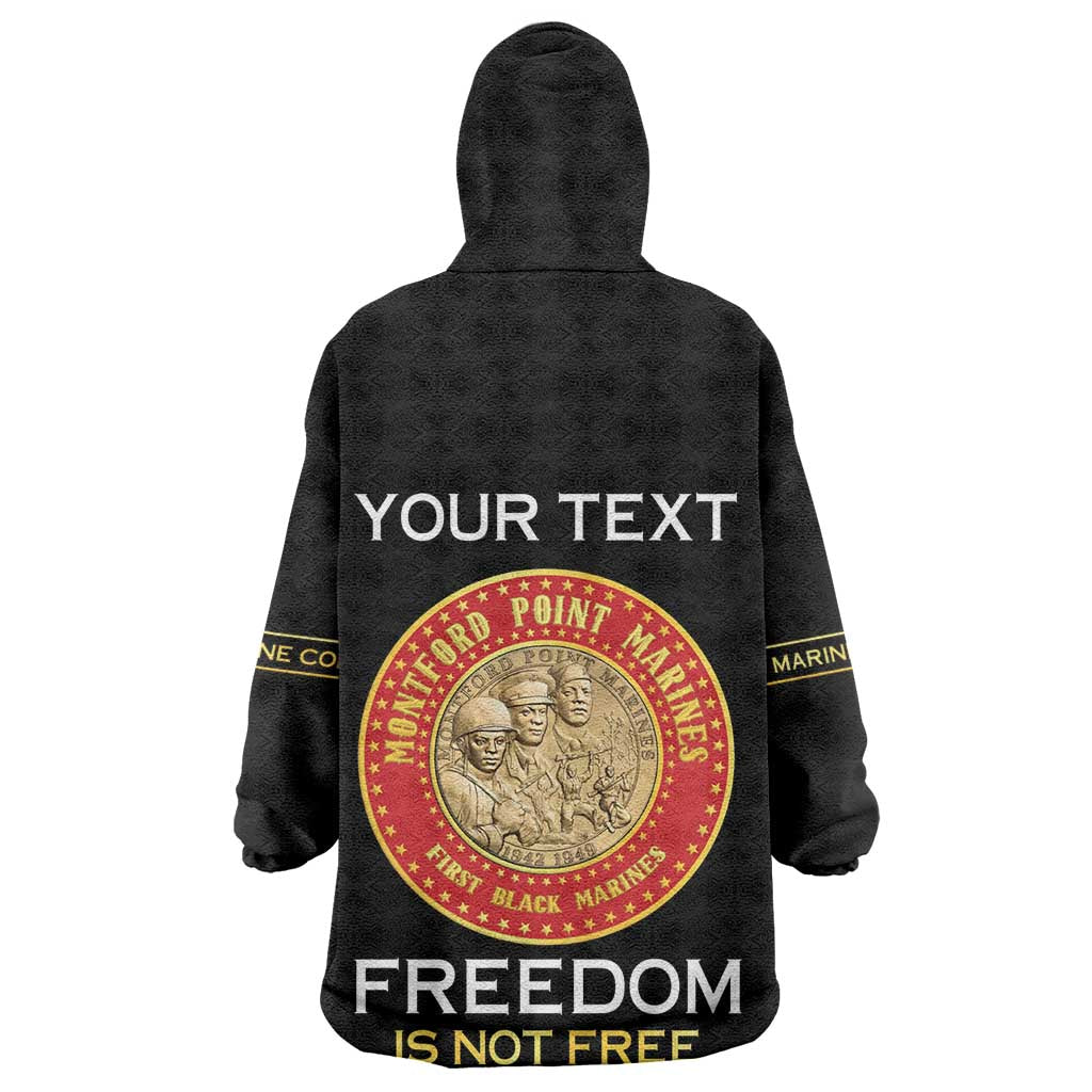 Personalized Honoring the First Black Marines Wearable Blanket Hoodie Montford Point Heroes - Black - African Pride