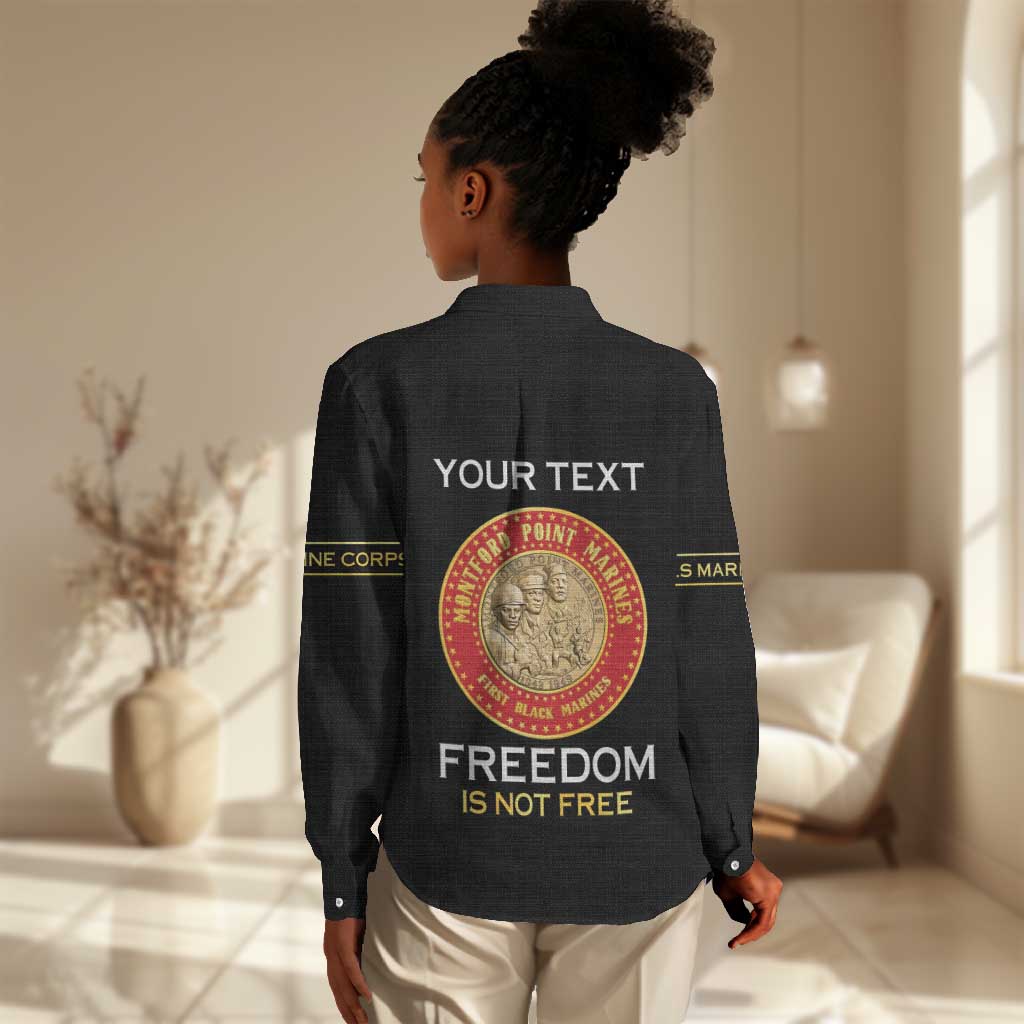 Personalized Honoring the First Black Marines Women Casual Shirt Montford Point Heroes - Black - African Pride