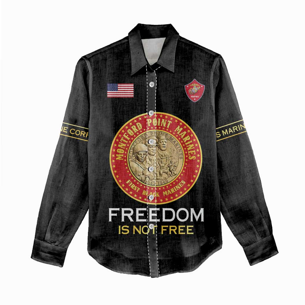 Personalized Honoring the First Black Marines Women Casual Shirt Montford Point Heroes - Black - African Pride