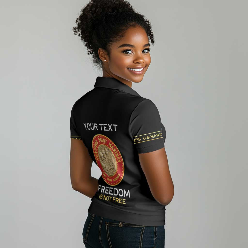 Personalized Honoring the First Black Marines Women Polo Shirt Montford Point Heroes - Black - African Pride