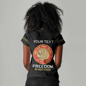 Personalized Honoring the First Black Marines Women V-Neck T-Shirt Montford Point Heroes - Black - African Pride