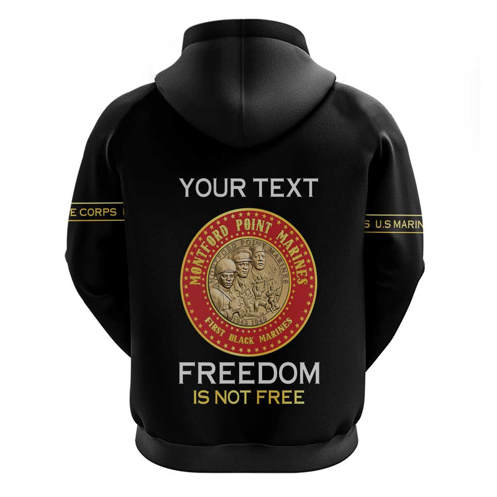 Personalized Honoring the First Black Marines Zip Hoodie Montford Point Heroes - Black - African Pride