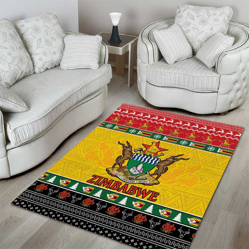 Afro Zimbabwe Christmas Area Rug Coat Of Arms - African Pattern