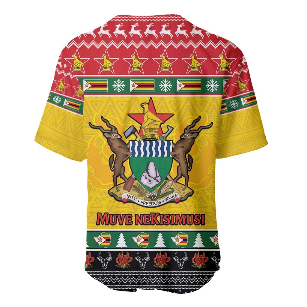 Afro Zimbabwe Christmas Baseball Jersey Coat Of Arms - African Pattern