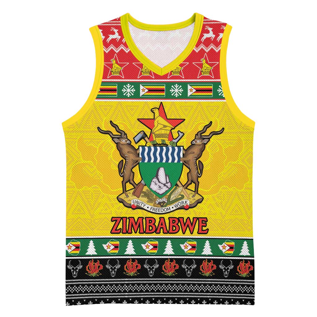 Afro Zimbabwe Christmas Basketball Jersey Coat Of Arms - African Pattern - African Pride