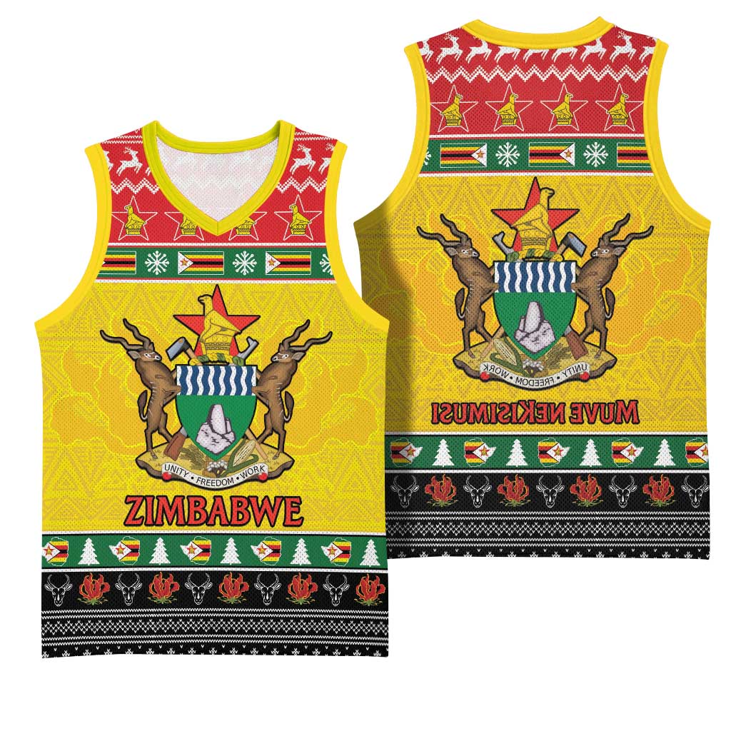 Afro Zimbabwe Christmas Basketball Jersey Coat Of Arms - African Pattern - African Pride