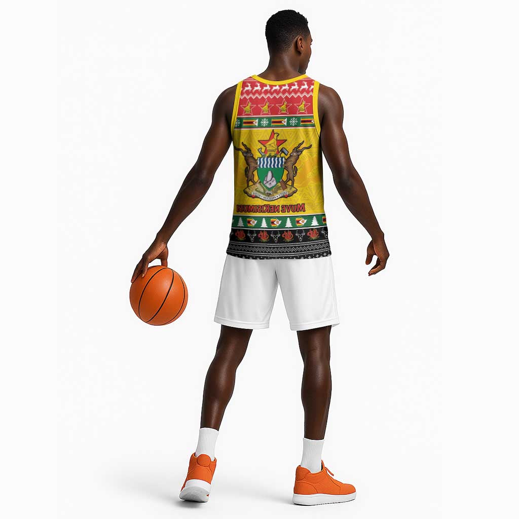 Afro Zimbabwe Christmas Basketball Jersey Coat Of Arms - African Pattern - African Pride