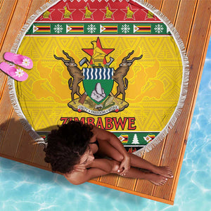 Afro Zimbabwe Christmas Beach Blanket Coat Of Arms - African Pattern