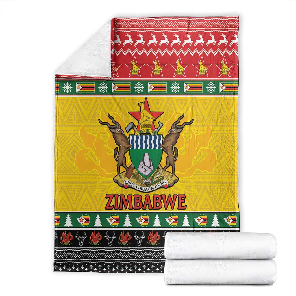 Afro Zimbabwe Christmas Blanket Coat Of Arms - African Pattern