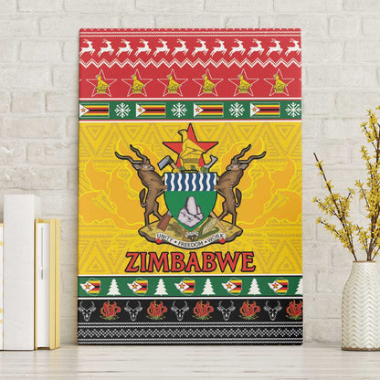 Afro Zimbabwe Christmas Canvas Wall Art Coat Of Arms - African Pattern