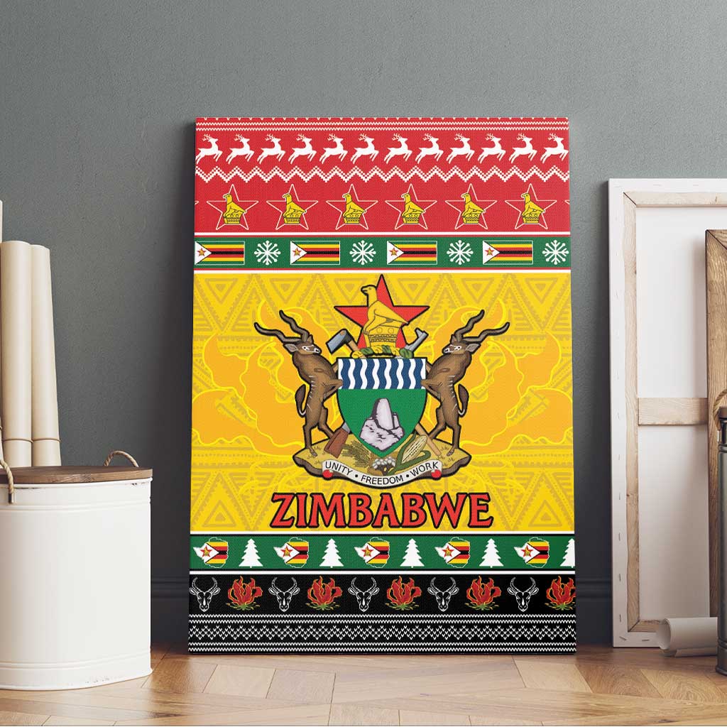 Afro Zimbabwe Christmas Canvas Wall Art Coat Of Arms - African Pattern