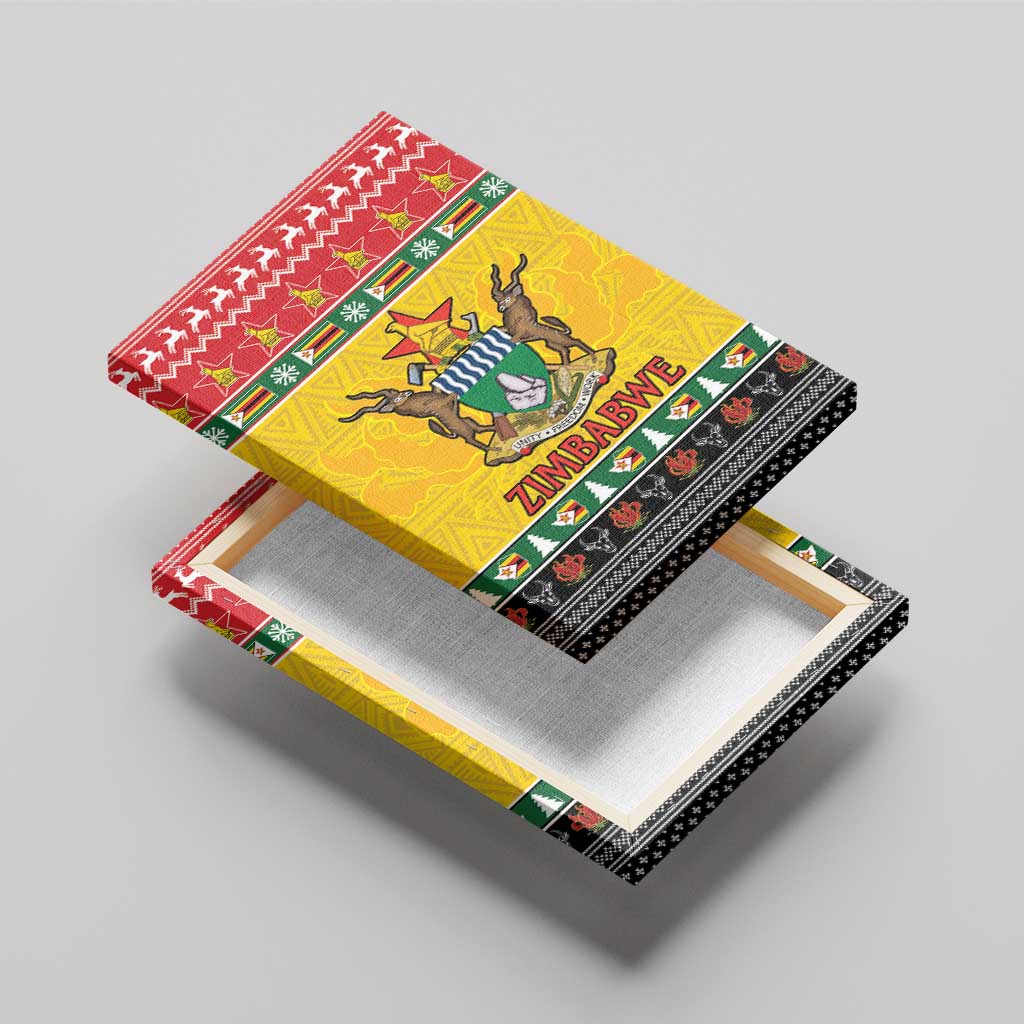 Afro Zimbabwe Christmas Canvas Wall Art Coat Of Arms - African Pattern