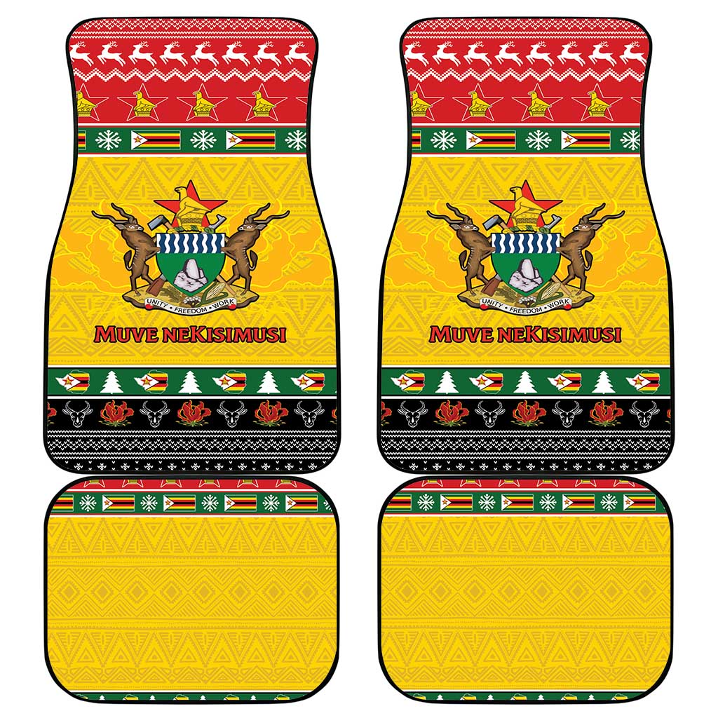 Afro Zimbabwe Christmas Car Mats Coat Of Arms - African Pattern