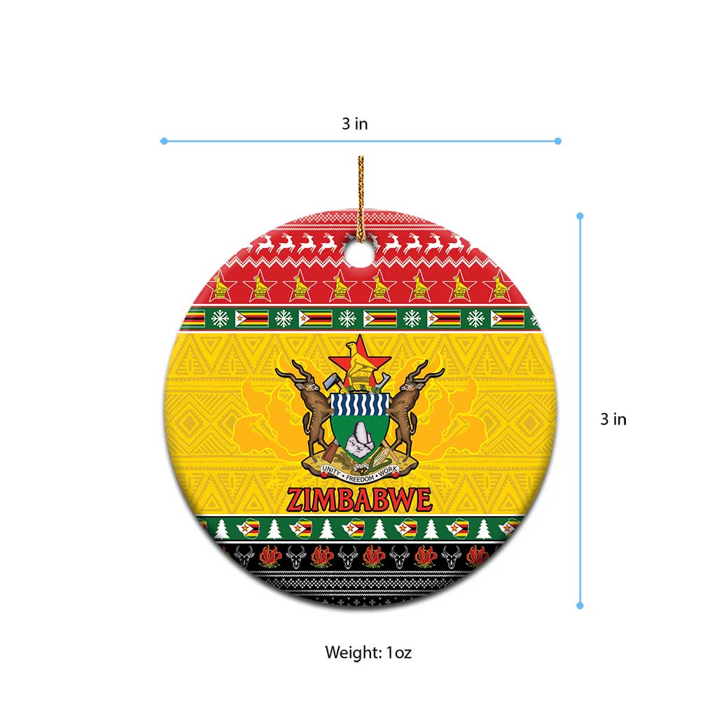 Afro Zimbabwe Christmas Ceramic Ornament Coat Of Arms with African Pattern