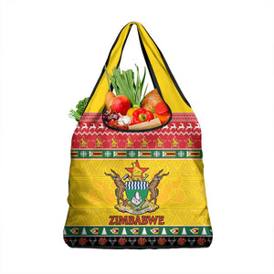 Afro Zimbabwe Christmas Grocery Bag Coat Of Arms - African Pattern