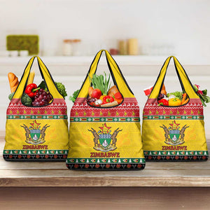 Afro Zimbabwe Christmas Grocery Bag Coat Of Arms - African Pattern