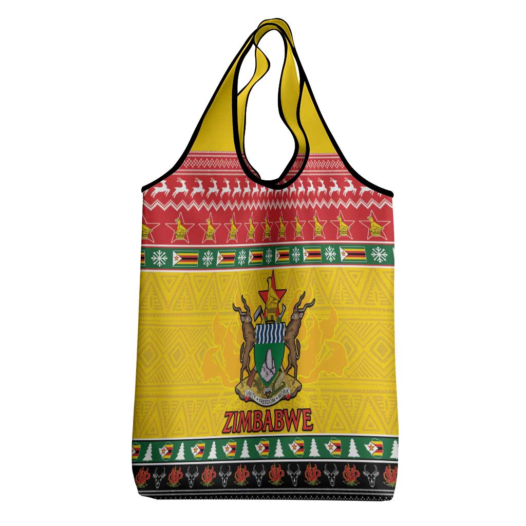 Afro Zimbabwe Christmas Grocery Bag Coat Of Arms - African Pattern
