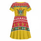 Afro Zimbabwe Christmas Kid Short Sleeve Dress Coat Of Arms - African Pattern