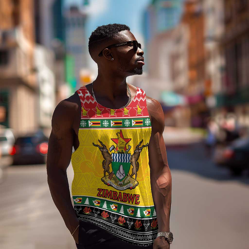 Afro Zimbabwe Christmas Men Tank Top Coat Of Arms - African Pattern