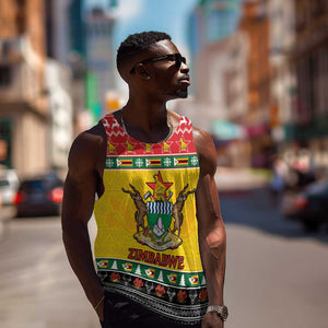 Afro Zimbabwe Christmas Men Tank Top Coat Of Arms - African Pattern