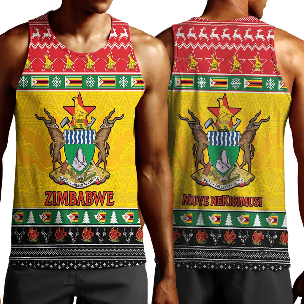 Afro Zimbabwe Christmas Men Tank Top Coat Of Arms - African Pattern