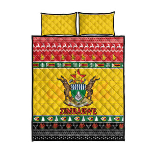 Afro Zimbabwe Christmas Quilt Bed Set Coat Of Arms - African Pattern