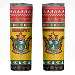 Afro Zimbabwe Christmas Skinny Tumbler Coat Of Arms - African Pattern