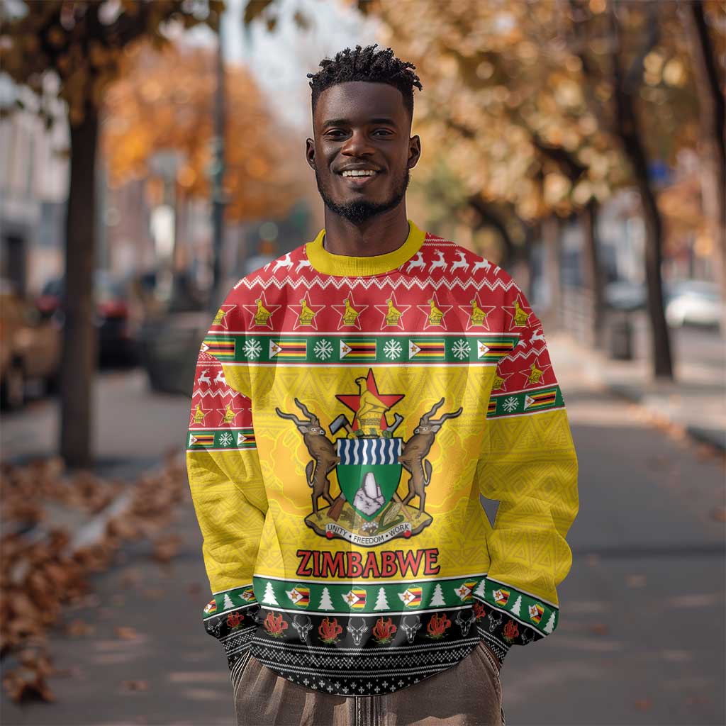 Afro Zimbabwe Christmas Sweatshirt Coat Of Arms - African Pattern