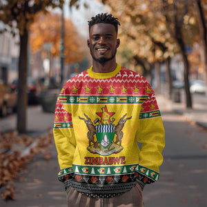 Afro Zimbabwe Christmas Sweatshirt Coat Of Arms - African Pattern