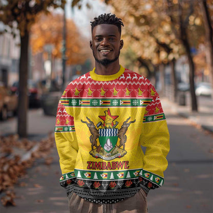 Afro Zimbabwe Christmas Sweatshirt Coat Of Arms - African Pattern