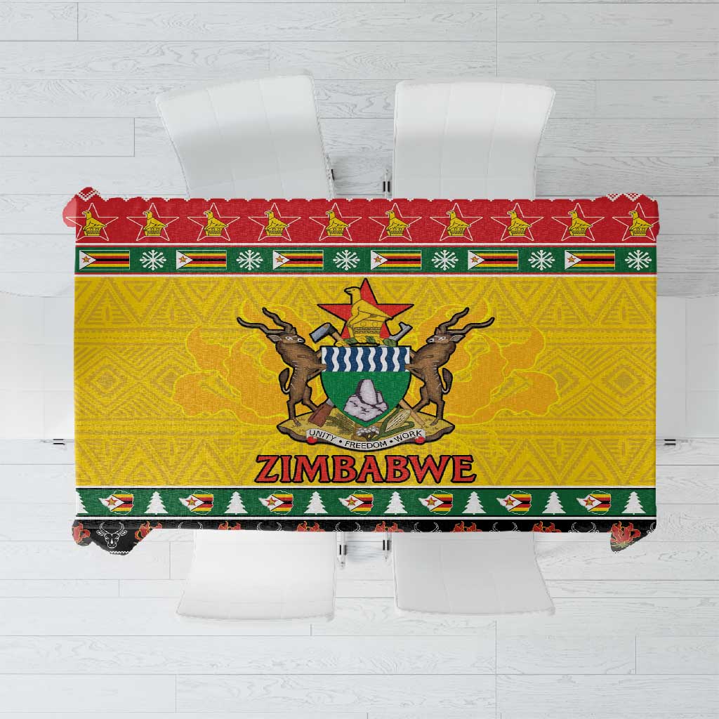 Afro Zimbabwe Christmas Tablecloth Coat Of Arms - African Pattern