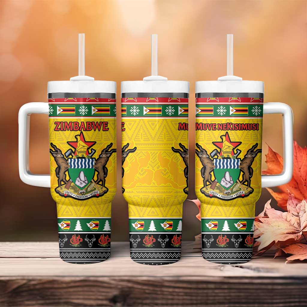 Afro Zimbabwe Christmas Tumbler With Handle Coat Of Arms - African Pattern