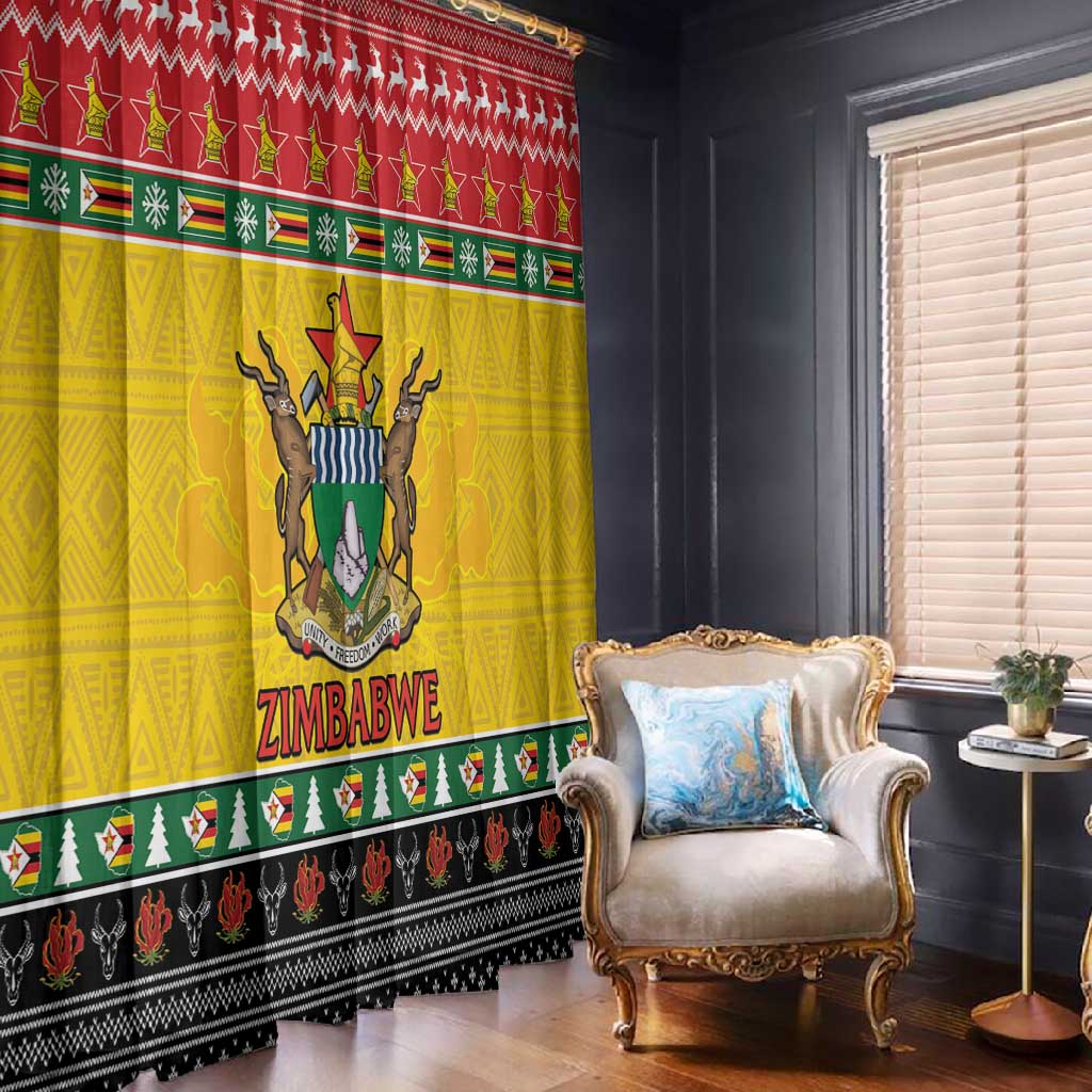 Afro Zimbabwe Christmas Window Curtain Coat Of Arms - African Pattern