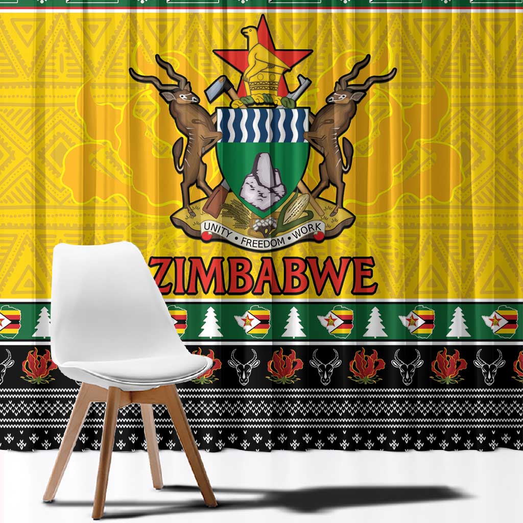 Afro Zimbabwe Christmas Window Curtain Coat Of Arms - African Pattern
