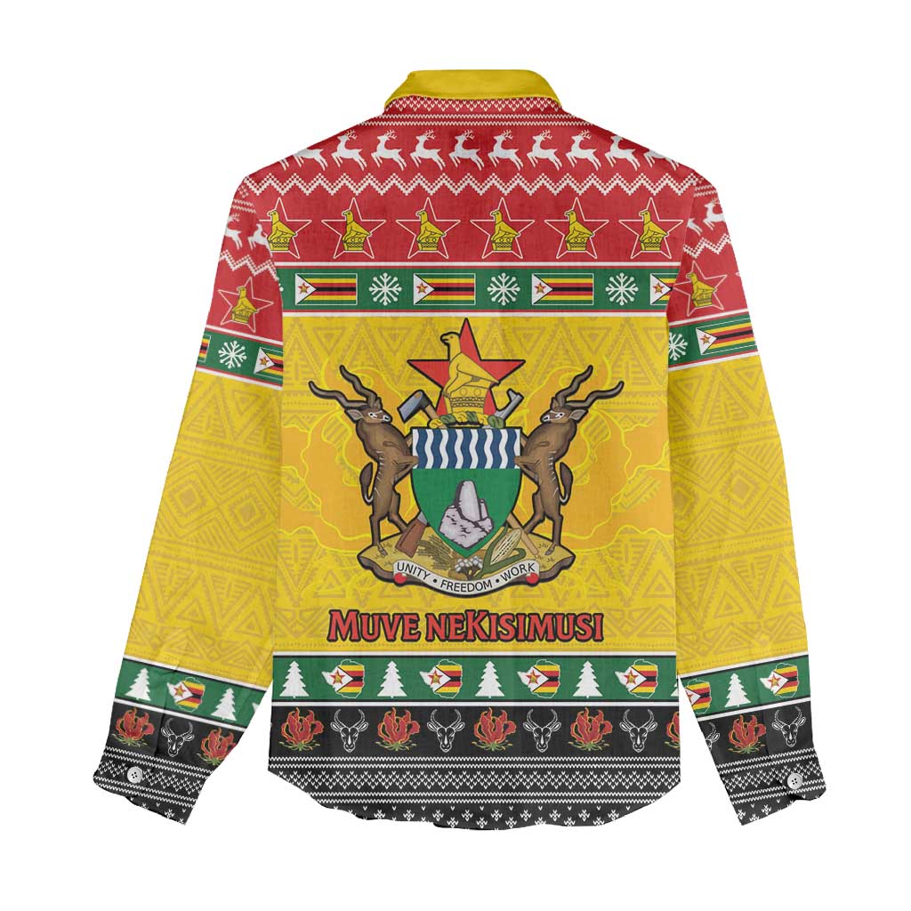 Afro Zimbabwe Christmas Women Casual Shirt Coat Of Arms - African Pattern LT15