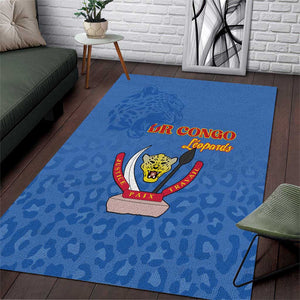 Afro DR Congo Football Area Rug Viva Les Leopards - Blue - African Pride