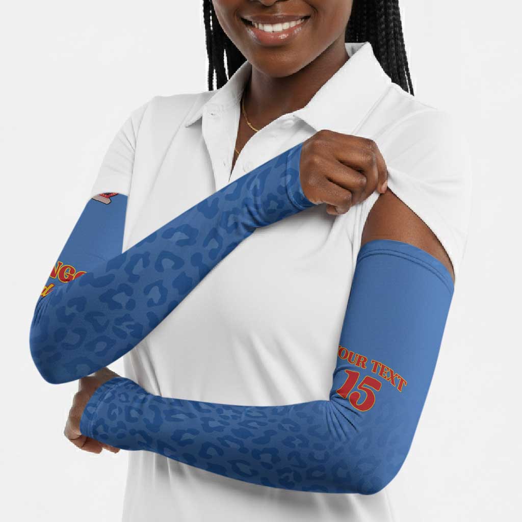 Custom DR Congo Football Arm Sleeves Go Champions Leopards - Blue