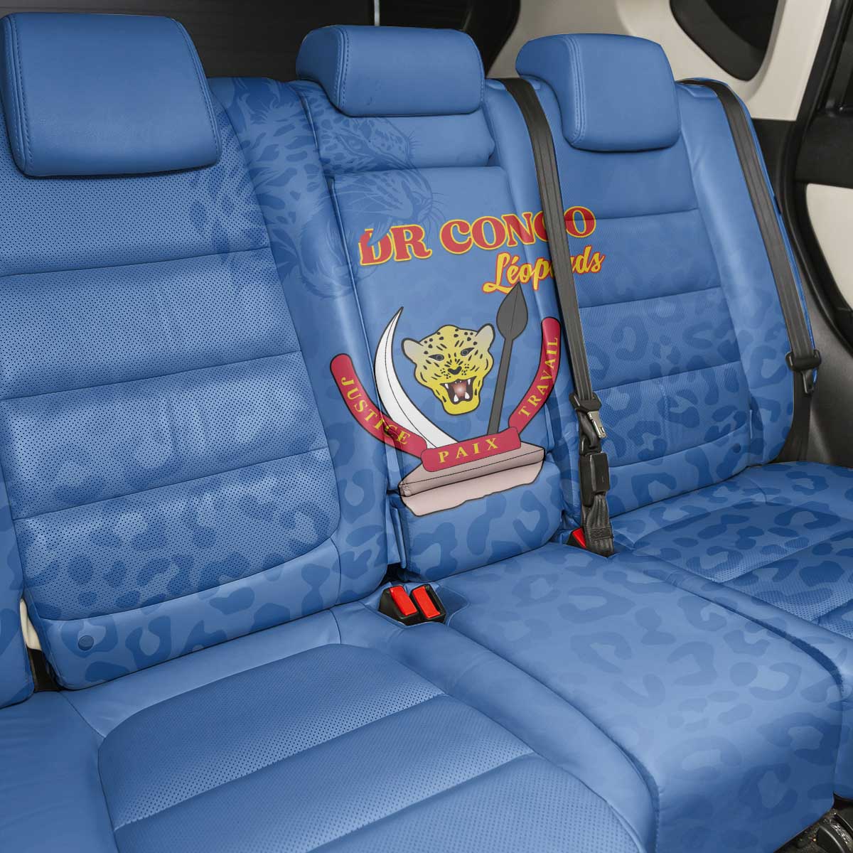 Afro DR Congo Football Back Car Seat Cover Viva Les Leopards - Blue - African Pride