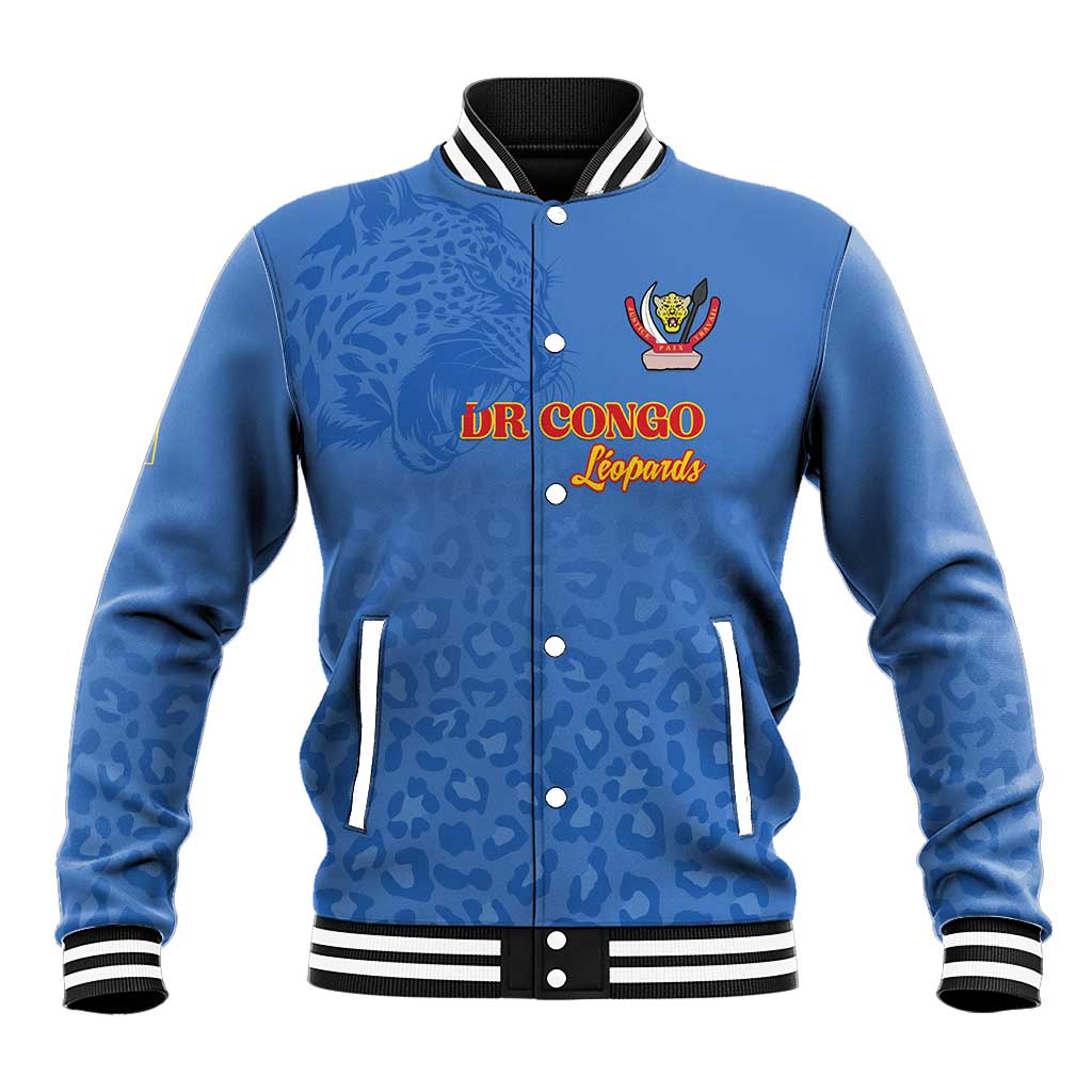 Afro DR Congo Football Custom Baseball Jacket Viva Les Leopards - Blue - African Pride