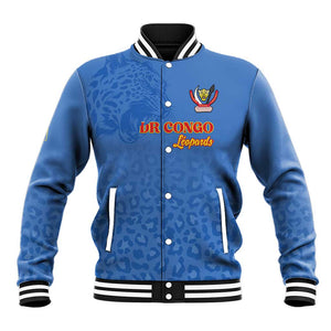 Afro DR Congo Football Custom Baseball Jacket Viva Les Leopards - Blue - African Pride