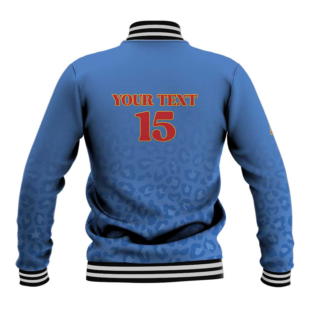 Afro DR Congo Football Custom Baseball Jacket Viva Les Leopards - Blue - African Pride