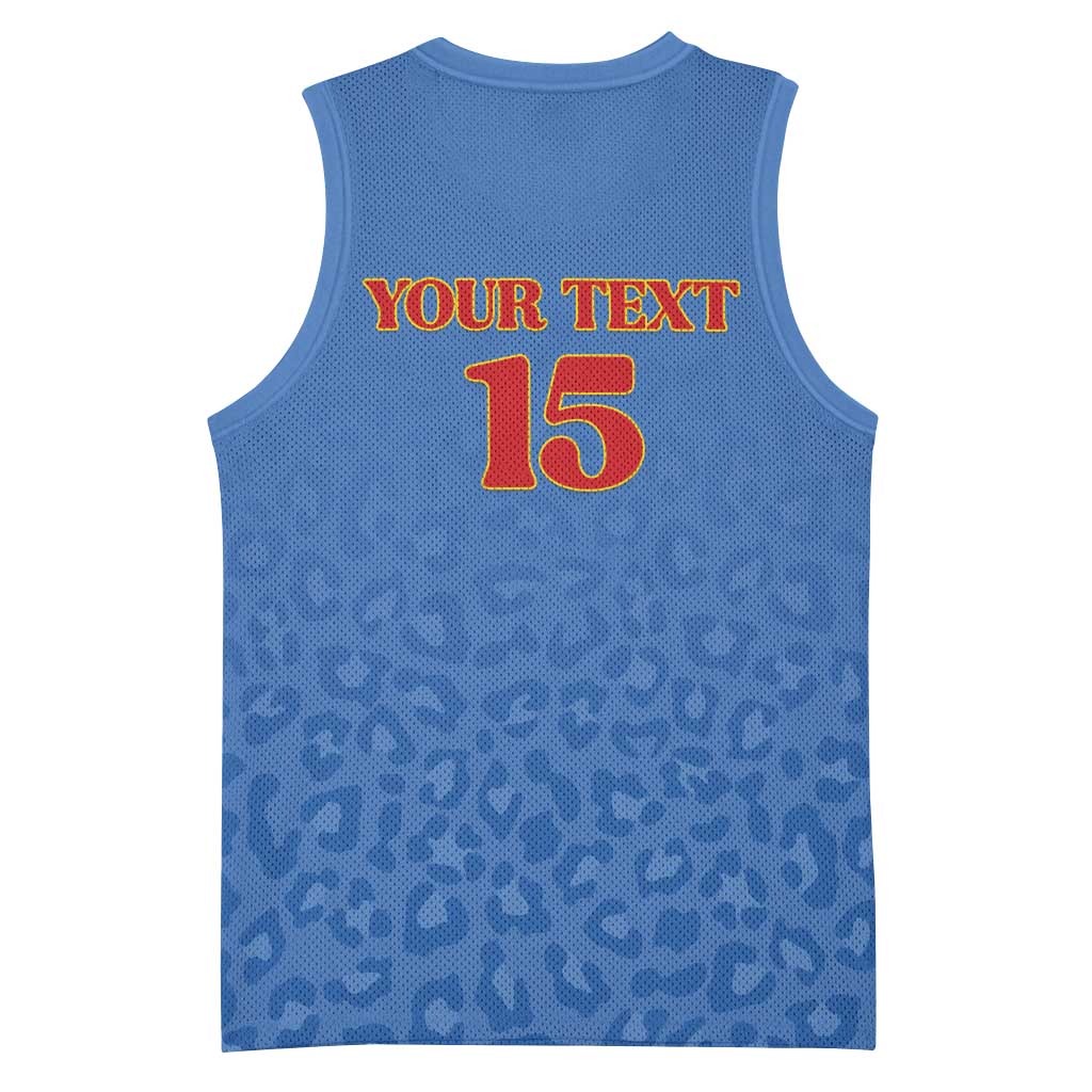 Afro DR Congo Football Custom Basketball Jersey Viva Les Leopards - Blue - African Pride