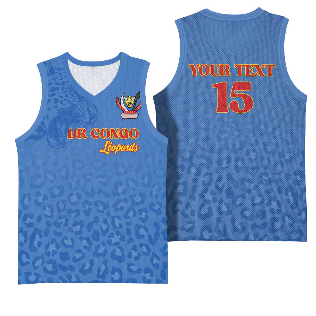 Afro DR Congo Football Custom Basketball Jersey Viva Les Leopards - Blue - African Pride
