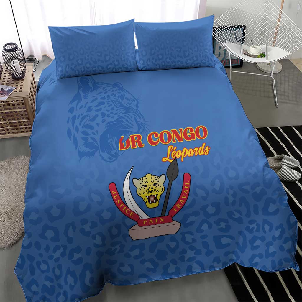 Afro DR Congo Football Bedding Set Viva Les Leopards - Blue - African Pride