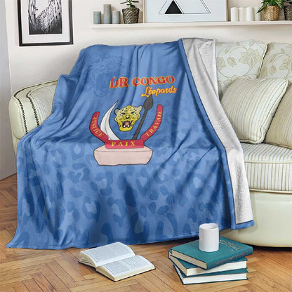 Afro DR Congo Football Blanket Viva Les Leopards - Blue - African Pride