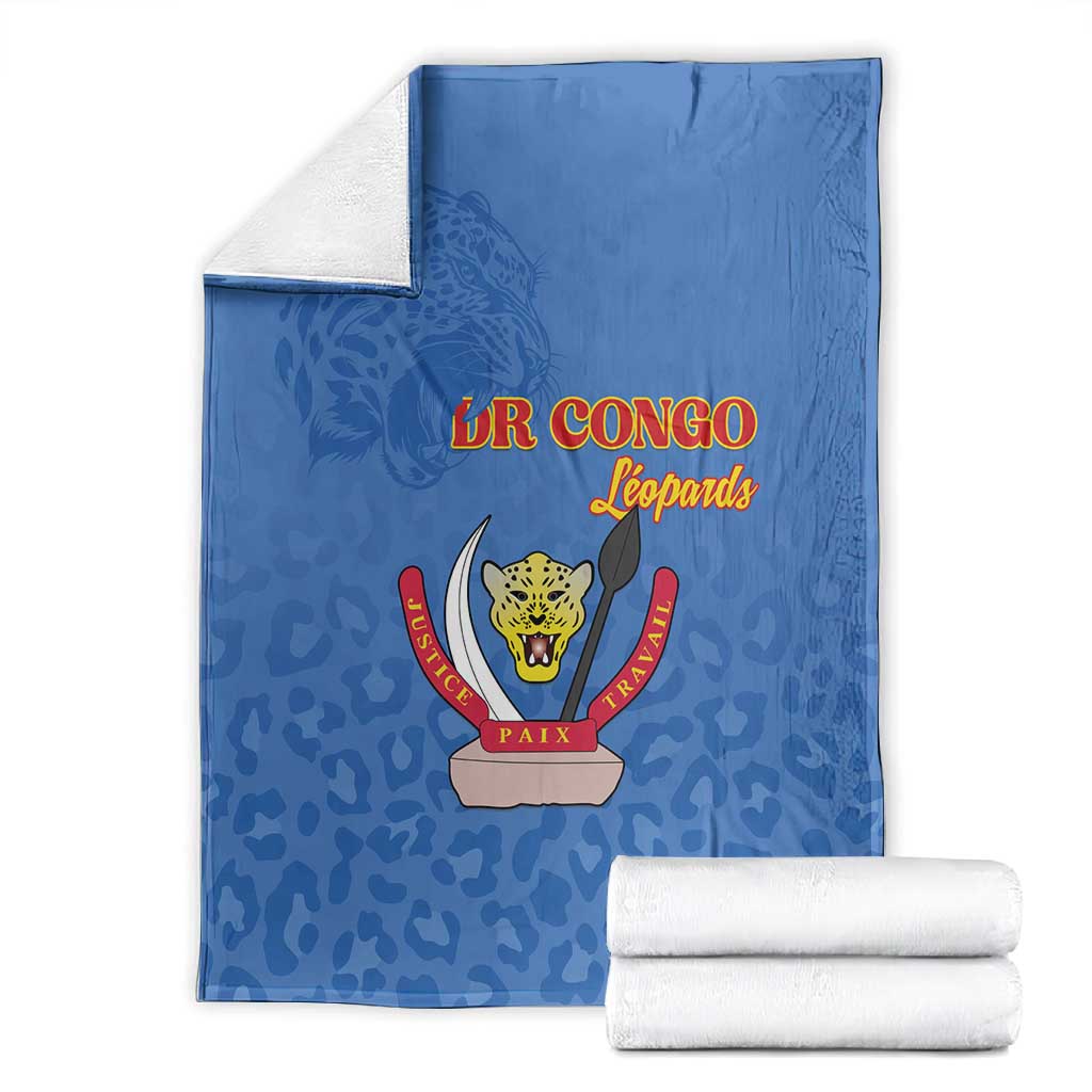 Afro DR Congo Football Blanket Viva Les Leopards - Blue - African Pride