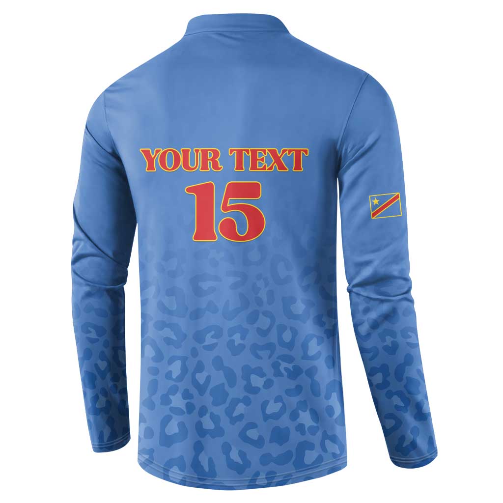Custom DR Congo Football Button Sweatshirt Go Champions Leopards - Blue