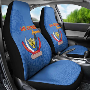Afro DR Congo Football Car Seat Cover Viva Les Leopards - Blue - African Pride