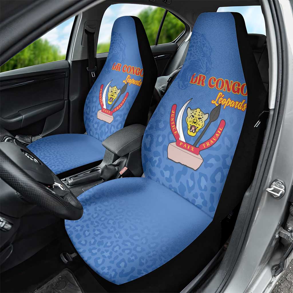 Afro DR Congo Football Car Seat Cover Viva Les Leopards - Blue - African Pride